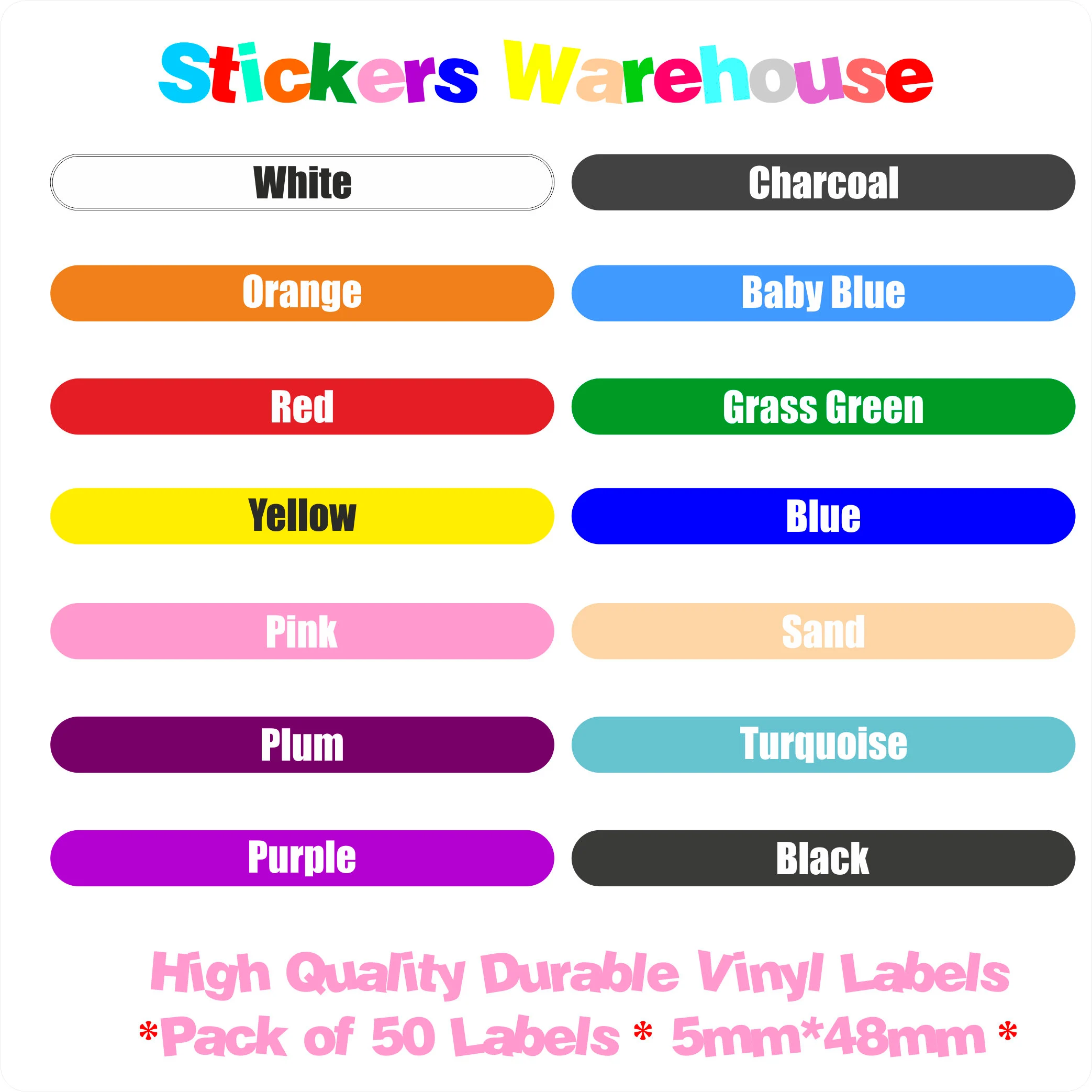 50 Personalised Vinyl Stick On Name Labels Stickers Tags School Kids Waterproof