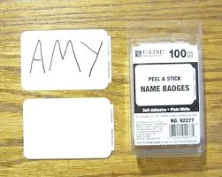 25 White Name Badges Tags Labels Id Stickers Peel & Stick Adhesive
