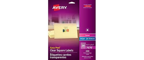 Avery Clear Square Labels, 1½
