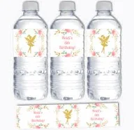 Beautiful Custom Floral Fairy Party Water Bottle Labels