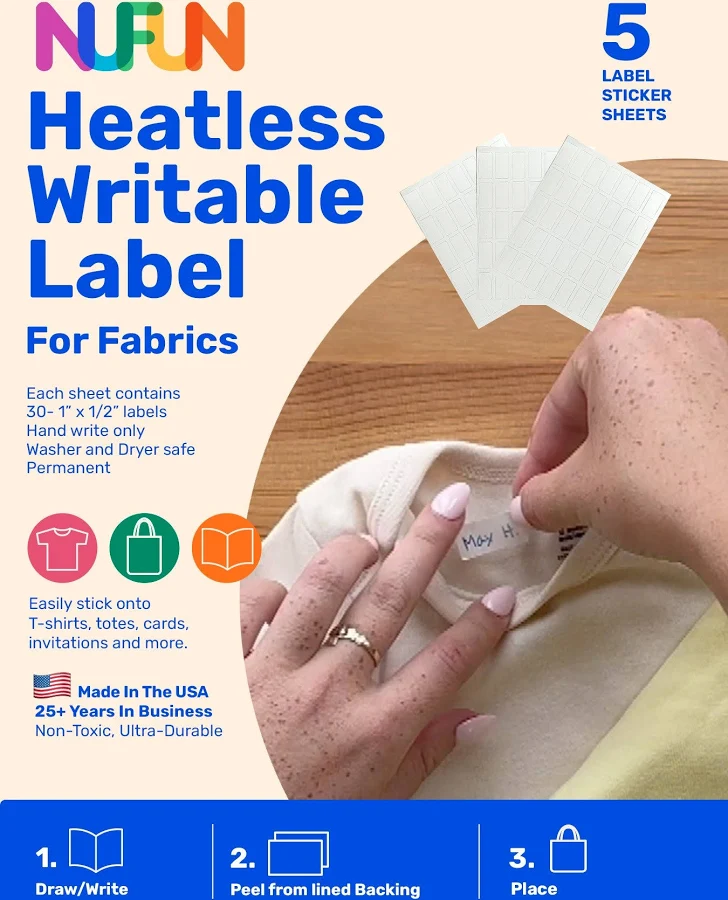NuFun Activities Heatless Writable Labels for Fabrics or Hard Surfaces