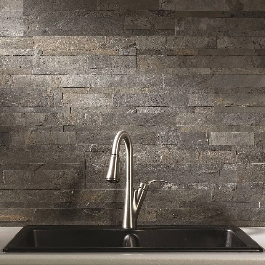 Aspect Peel and Stick Stone Overlay Kitchen Backsplash
