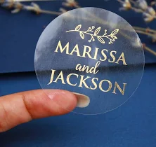 Gold Foiled Wedding Favor Stickers: Personalized Elegant Labels