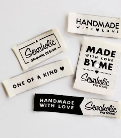 100 Custom Clothing Labels, Silky Satin with FREE cutting, Woven Edges, Fabric Labels, sew-in custom care labels, garment labels