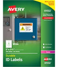 Avery Durable Permanent ID Labels with TrueBlock Technology