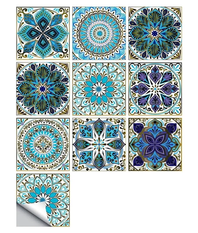 10 Sheets Tile Stickers 6 inchx6 inch Self-adhesive Waterproof Kitchen Bathroom Wall Decals Vinyl Peel and Stick