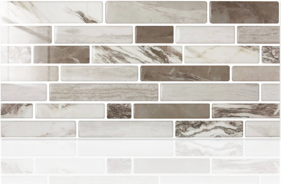 Commomy Grey Marbling Peel and Stick Tile Stickers