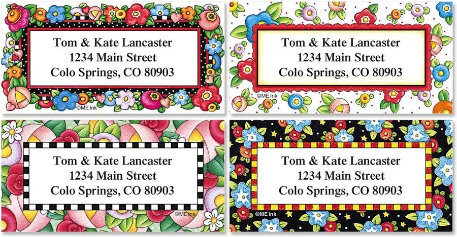 Mary Engelbreit Bright Blossoms Border Address Labels (4 Designs)