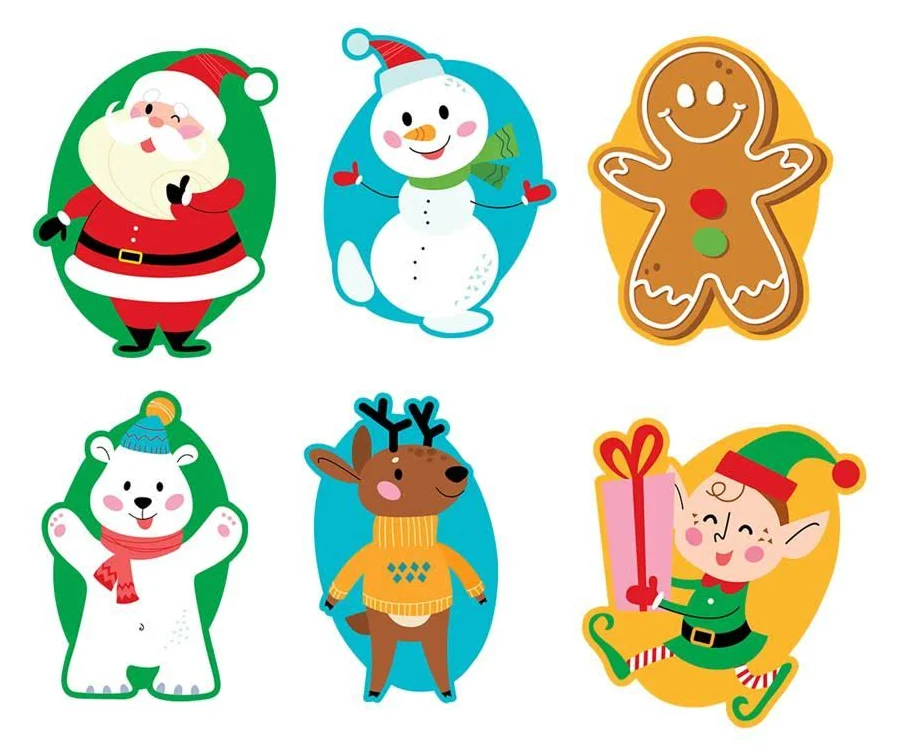 Fun Express 3" Bulk 144 Pc. Christmas Characters Jumbo Vinyl Stickers Assortment