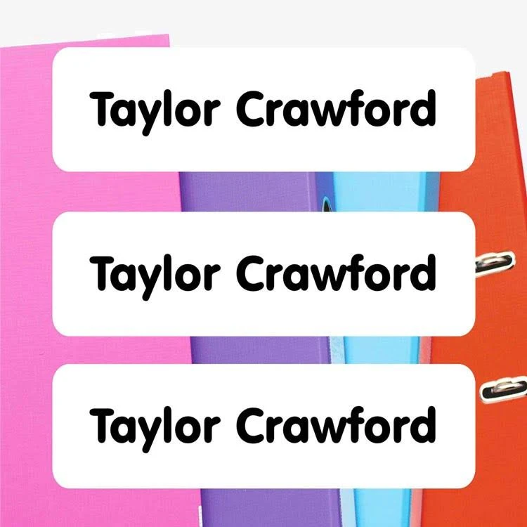 Simply White Extra Large Rectangle Name Labels