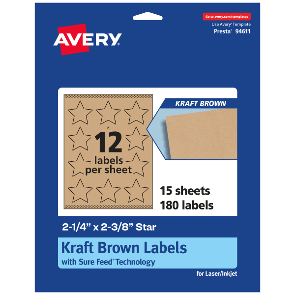 Avery Kraft Brown Star Labels