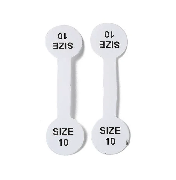 Nbeads Folding Paper Ring Size Sticker, Size 10, Adhesive Ring Size Label Tag, Round, White, 5.1x1.4x0.01cm Paper Round