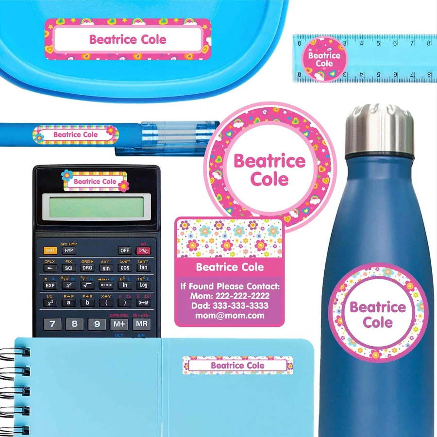 Flowers and Rainbows Ultimate School Labels Pack