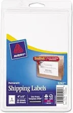 Avery 5292 Shipping Labels, Laser/inkjet, 4-inch X6-inch, 20