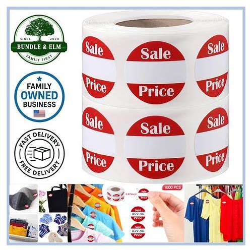 1000 Pcs Red Round Price Label…