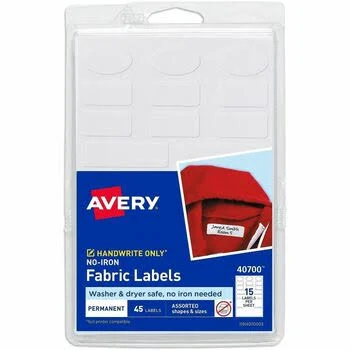 Avery No-Iron Blank Fabric Labels, 45 Labels/Pack, 18 Packs/Carton (810 Count)