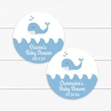Baby Shower Labels, 24 pcs Baby Whale Personalized Baby Shower Labels - Baby Sho