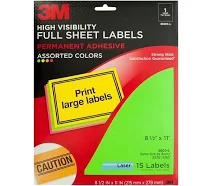 Bulk OP625 3m High Visibility Full Sheet Labels Pack