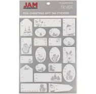 Jam Paper Matte Silver Foil Christmas Gift Tag Stickers