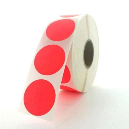 Fluorescent Red Circle Stickers and Labels