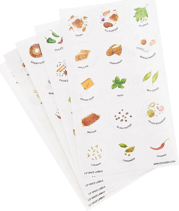Illustrated Spice Labels Pkg/75, 5-1/8" x 1/8" x 8-3/4" h | The Container Store