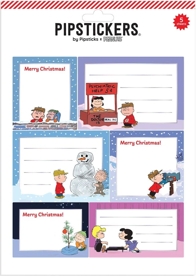 Peanuts Christmas Labels Pipsticks