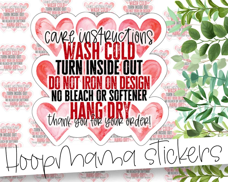 Washing And Care Instructions - Sticker For Shirts Packaging sticker - Large 2.5 Inch Branding Sticker For Small Shops - 24 Sticker Sheet
