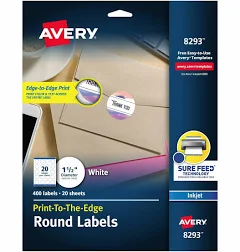 Avery Vibrant Inkjet Color-Print Labels w Sure Feed 8293