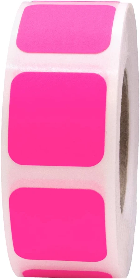 Fluorescent Color Labels 3/4" Square QTY 500 (Color: Fluorescent Pink) | Wholesale Labels | InStockLabels