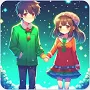 Cute Anime Couple Holding Hands Personalized Square Sticker