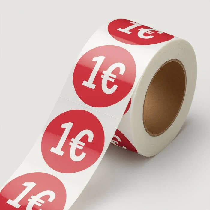 50 Custom Labels for Price - Shape: Round - Glossy Adhesive Paper