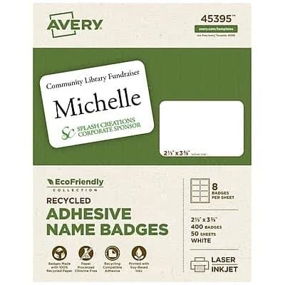 Avery EcoFriendly Adhesive Name Badge Labels