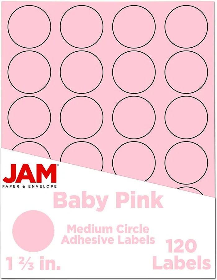JAM Paper Baby Pink Round Circle Label Labels