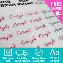 Clear Waterproof School Supply Name Labels, Medium Sized Clear Labels, Dishwasher Safe, Clear Personalized Name Stickers for Daycare, School