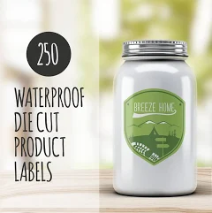 250 Custom Vinyl Waterproof Product Labels- Cut to any shape (die cut), custom bulk sticker labels for branding, product packaging, candles