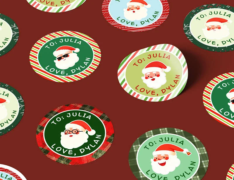 Christmas Gift Label/Custom Santa Gift Stickers, Xmas Gift Tags/Christmas Wrapping Labels/Personalized Gift Stickers for Kids/Friends/Family