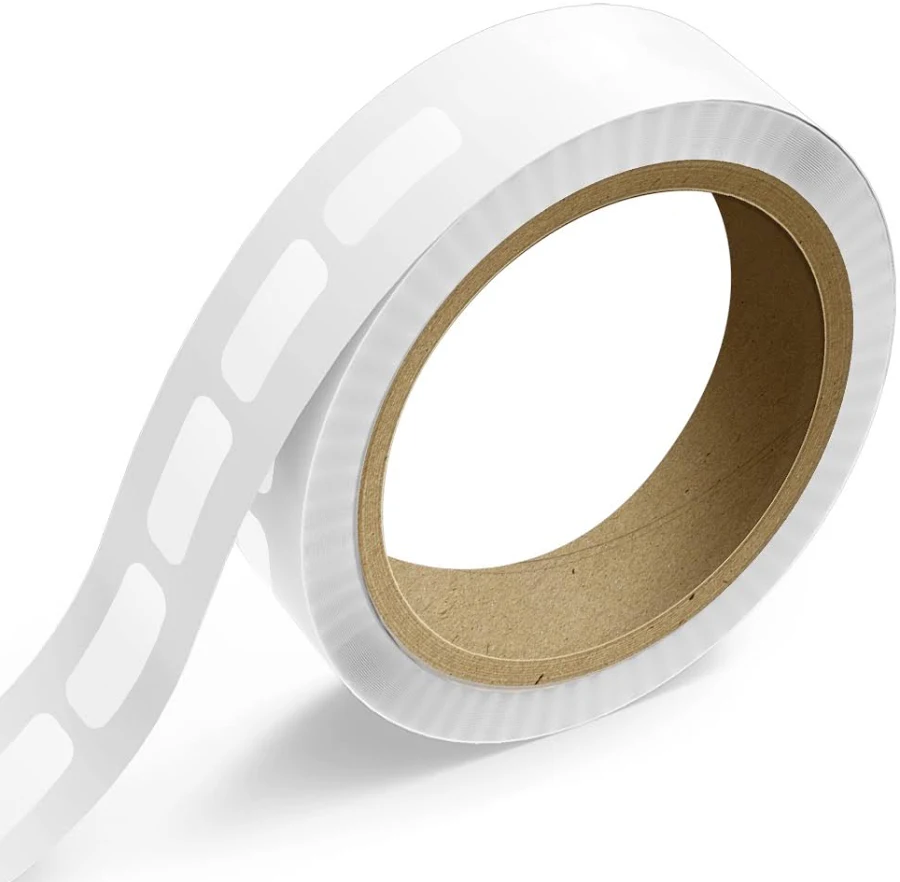 3/8 x 1 Inch Roll of Rectangle Labels - White Glossy - 125 Pack