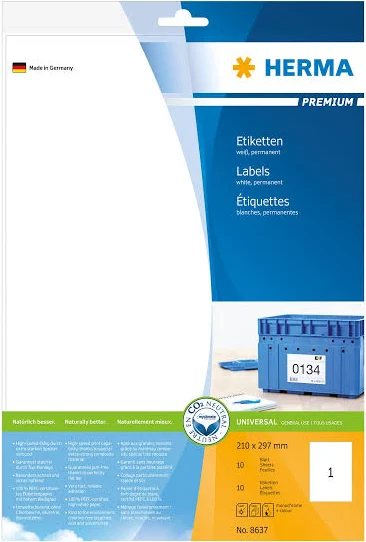 Herma Premium Labels A4 210mm 10pc