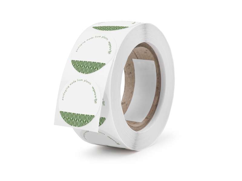 45mm round compostable sticker Write-On - Vitaveg eco packaging