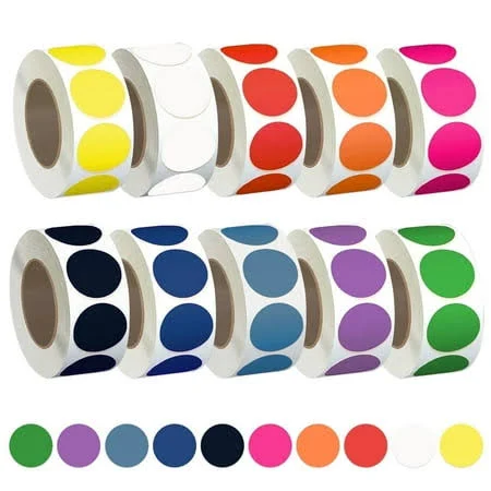 10 Rolls 5000 Pcs 3/4 inch Dot Stickers, Removable Multicolor Circle Coding Labels, Writable Self-Adhesive Notes for DIY Crafts Scrapbooking Office 