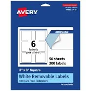 Avery Removable Square Labels