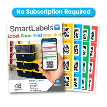2 SmartLabels Original 48 Label Packs 96 Labels Total (Red, Green, Blue, Yellow) Scannable Stickers Adhesive Tabs QR Codes for Moving Storage Business