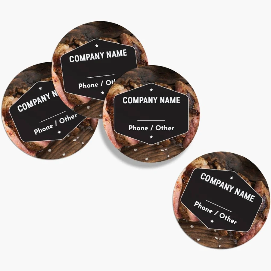 Custom Single Stickers | 2" x 2" | Gray, Brown and Black | VistaPrint | Design: Gray, Catering, Food Service, Food & Beverage, Styles & Themes