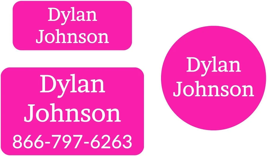Personalized Clothing Labels Pack - One Color Clothing Labels Pack - Hot Pink by Name Bubbles