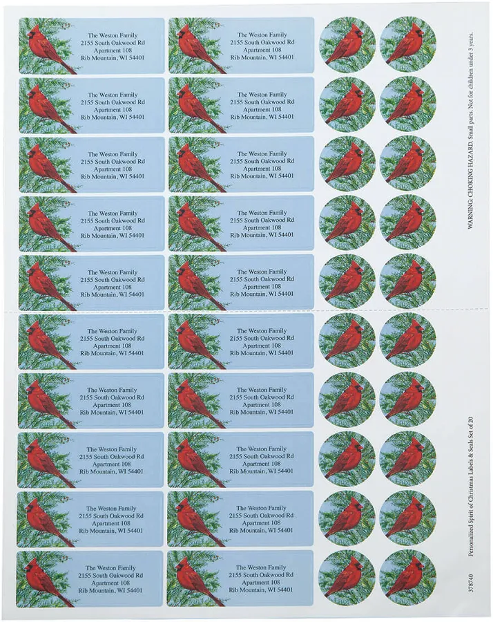 Personalized Spirit of Christmas Labels & Seals Set of 20