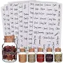 12 Sheets 2196Pcs Seasoning Stickers Labels White Spice Name Labels Preprinted Black Cursive Font Words PVC Adhesive Waterproof Tags Decals
