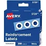 5 PK,Avery White Self-Adhesive Reinforcement Labels