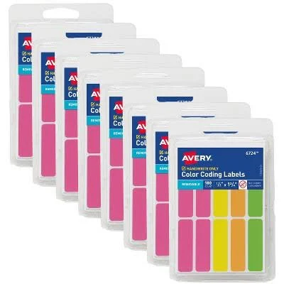 Avery Color- Coding Removable Labels 1/2" x 1-3/4" 8 Packs
