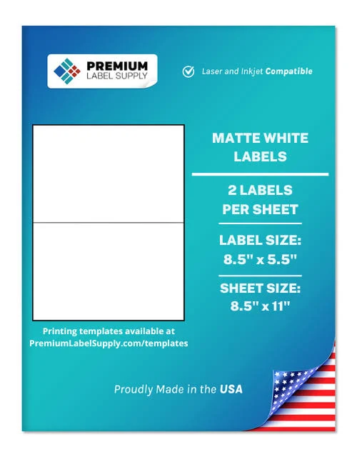 Premium Label Supply White Sticker Half Sheet Labels