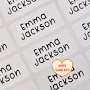 30 Waterproof Name Stickers, Dishwasher Safe, Personalized White Name Labels for School, Daycare, Camp, Small Business